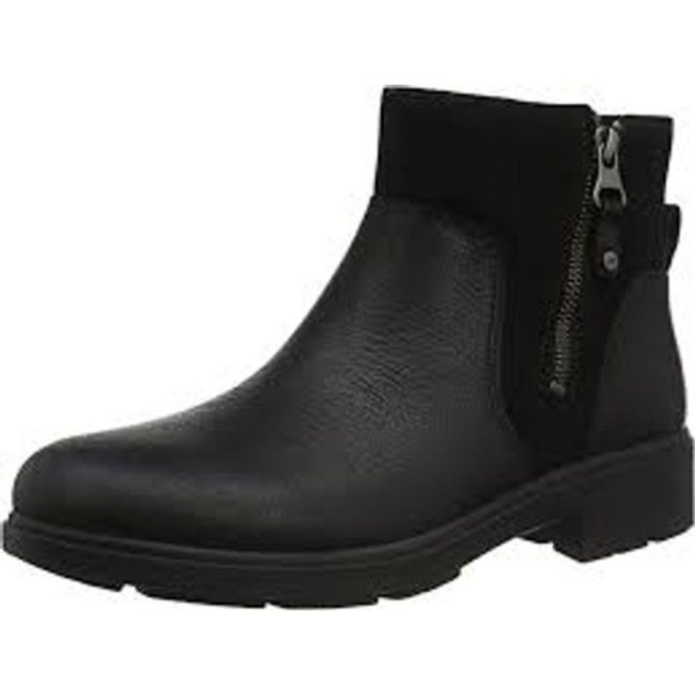 UGG Ankle Boots Women 9.5 Black Leather Suede Mixed Media Zipper Casual Booties